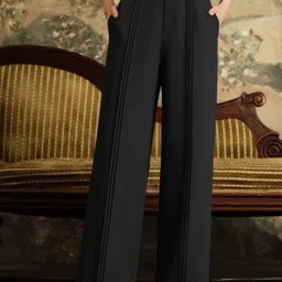 BROADSTAR Women Solid Smart Loose Fit High-Rise Easy Wash Pleated Trousers-picture-20