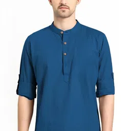 Edin Men Solid Cotton Kurtas image 2
