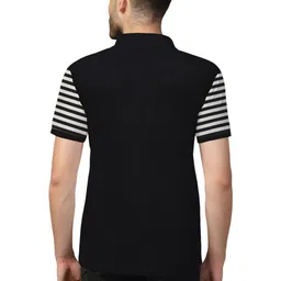 BEYOU FASHION Men Striped Polo Collar Monochrome T-shirt image 2