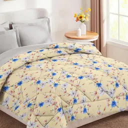 bsb home Blue & Beige Floral Cotton 4 Piece Double Queen Regular Bedding Set-picture-37