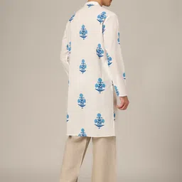 DENNISON Men Floral Printed Block Print Kurta image 2