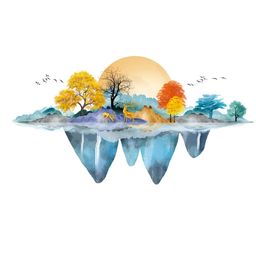 Asian royal Blue & Orange Coloured Scenery Printed Waterproof Wall Sticker-picture-24