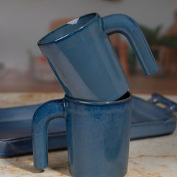 TYOOHAR Blue Solid Ceramic Glossy Mugs Set of Cups and Mugs-picture-24