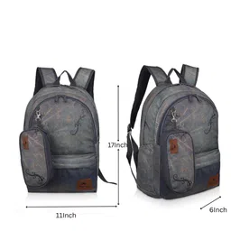 ECHOBOOMERS Unisex Grey Backpack with Pouch image 2