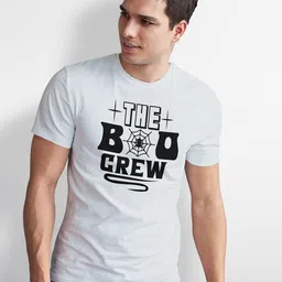 Seekbuylove Men White Typography Printed Bio Finish T-shirt image 4