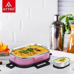 attro Meal Time Airtight & Leakproof 2 Containers Lunch Box image 4