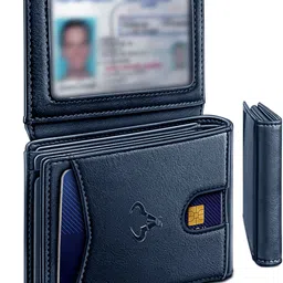 contacts Men Trendy Blue Genuine Leather RFID Card Holder-picture-22