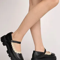 shoetopia Round Toe Black Mary Janes Bellies For Women & Girls For Women image 2