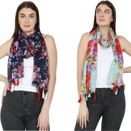 Printed Chiffon Women Multicolor Scarf, Stole, Fancy Scarf-image-10
