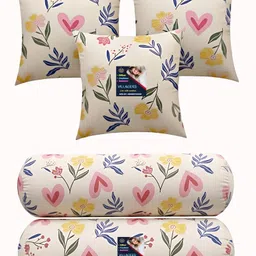 Microfibre Bolster Pack of 5 Floral Cushion and 2 Bolster-image-34