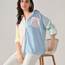 hivatextile Women Oversized Fit Printed Festive Shirt-picture-23