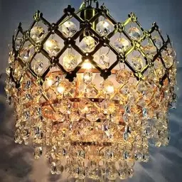 baslash Crystal Hanging Pendant Beautiful Jhumar Ceiling Lamp with s4 Crystal (Golden) Chandelier Ceiling Lamp-picture-14