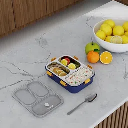 privatecave 3 Compartment Stainless Steel Lunch Box, Leakage Proof Lunch Box 3 Containers Lunch Box image 4