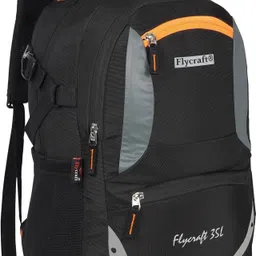 flycraft simna.1381/2 black orange spacy unisex laptop backpack and travel bag office bag with reflective strip style. Waterproof Backpack image 4