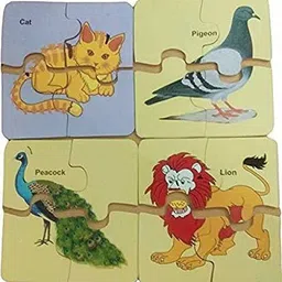 dgcrayons Wooden 4 pcs Animals & Birds Interlocking Jigsaw Puzzle with 8 Picture for Kids image 4