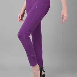 comfort lady Women Regular Fit Purple Cotton Blend Trousers image 3