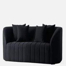 casacraft from pepperfry Baiwang Velvet 1 Seater Sofa in Black Colour image 3