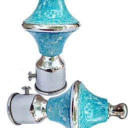 crezx Blue, Silver Rod Rail Bracket, Curtain Knobs, Curtain Hooks, Tassels, Curtain Rods Metal image 2