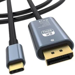 VOOCME Type C to DisplayPort Cable 8K 60Hz 4K 60Hz grey 6 Feet - Thunderbolt 3 Port Compatible for MaKBook Pro, Del XPS USB Cable-picture-13