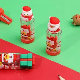 radhya accessories Christmas Pencil Sharpener with Dust Collector Cute Santa Claus X-MAS Reindeer Pencil Sharpener Sharpeners image 4