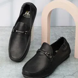 ID Men Black Leather Loafers-image-18
