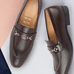 FAUSTO Men Brown Solid Formal Loafers-picture-21