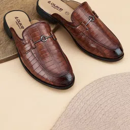 Duke Men Textured Buckle Detailed Lightweight Mules-picture-18