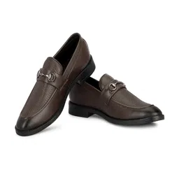 SHOZANIA Men Textured Leather Formal Loafers image 2