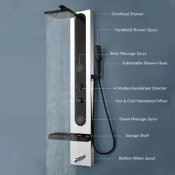Plantex Shower Panel Full Set for Bathroom/Modern Shower System/Head Shower, Spray Jet Shower Panel image 2