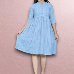 rangrasiyt Women A-line Blue Knee Length Dress image 1