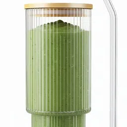 shipplier Sleek Ribbed Glass Cup with Lid & Straw – Iced Beverage Tumbler Glass Tumbler-picture-45