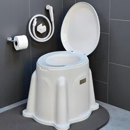 veayva Portable Western Toilet | Commode Stool For Elderly, Patients with hand faucet Commode Shower Chair-picture-13