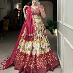 hem selles Floral Print Semi Stitched Lehenga Choli image 3