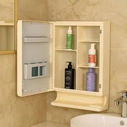 parasnath Strong and Heavy New Look Ivory Color Mirror Cabinet for Bathroom, Living Room Plastic Wall Shelf image 3