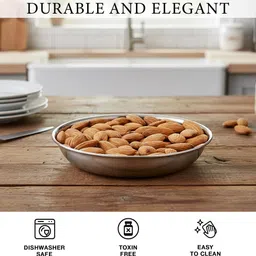 riqtya Stainless Steel Snack Halwa Plates with Mirror Finish 5 IN Dia Half Plate image 2