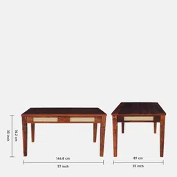 woodsworth from pepperfry Adelaide Sheesham Wood 6 Seater Dining Table in Honey Oak Finish image 2