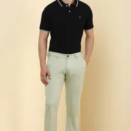 allen solly Men Slim Fit Green Cotton Blend Trousers image 2