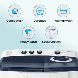 samsung 8.5 kg 5 Star Hexa Storm Pulsator Semi Automatic Top Load White, Grey image 4