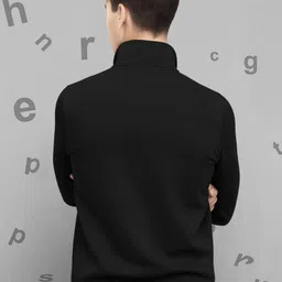 tripr Men Printed Round Neck Black Sweater image 3