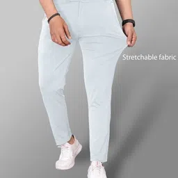 fabbaze Men Slim Fit Grey Lycra Blend Trousers image 4