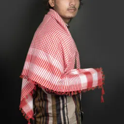 villa trend Checkered Cotton Blend Men Red, White Scarf image 3