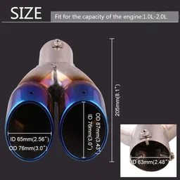 xzrtz Dual Exhaust Tip Exhaust Pipe 1.5L-2.0L car,2.5" Stainless Steel forFabia Car Silencer image 5