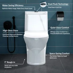 plantex Commode for Toilet/Ceramic Western Toilet/One Piece Commode with Soft Close Toilet Seat - S Trap Outlet (APS-3680) Western Commode image 5
