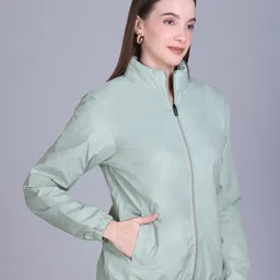 SANHOK Waterproof Polyester Windcheater Sports Gym Running Travel Sunscreen Jacket Solid Women Wind Cheater image 3