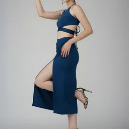 ekeshwara Women Ethnic Dress Blue Midi/Calf Length Dress-picture-10