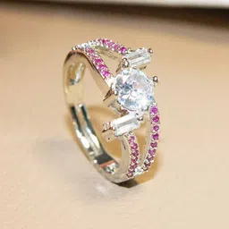 PRIVIU Silver-Plated American-Diamond Studded Adjustable Finger Ring-picture-41