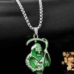 PASU FASHION Unisex Stainless Steel Silver-Plated Contemporary Shaped Pendant With Chain-picture-36