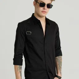 Snitch Men Smart Spread Collar Solid Cotton Casual Shirt-picture-23