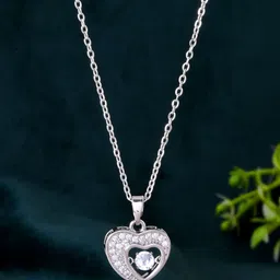 PASU FASHION Women Silver-Plated Heart Shaped Pendants with Chains-picture-45