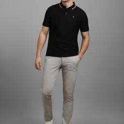 Louis Philippe Men Solid Polo Collar Cotton T-shirt image 2